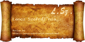 Lencz Szofrónia névjegykártya